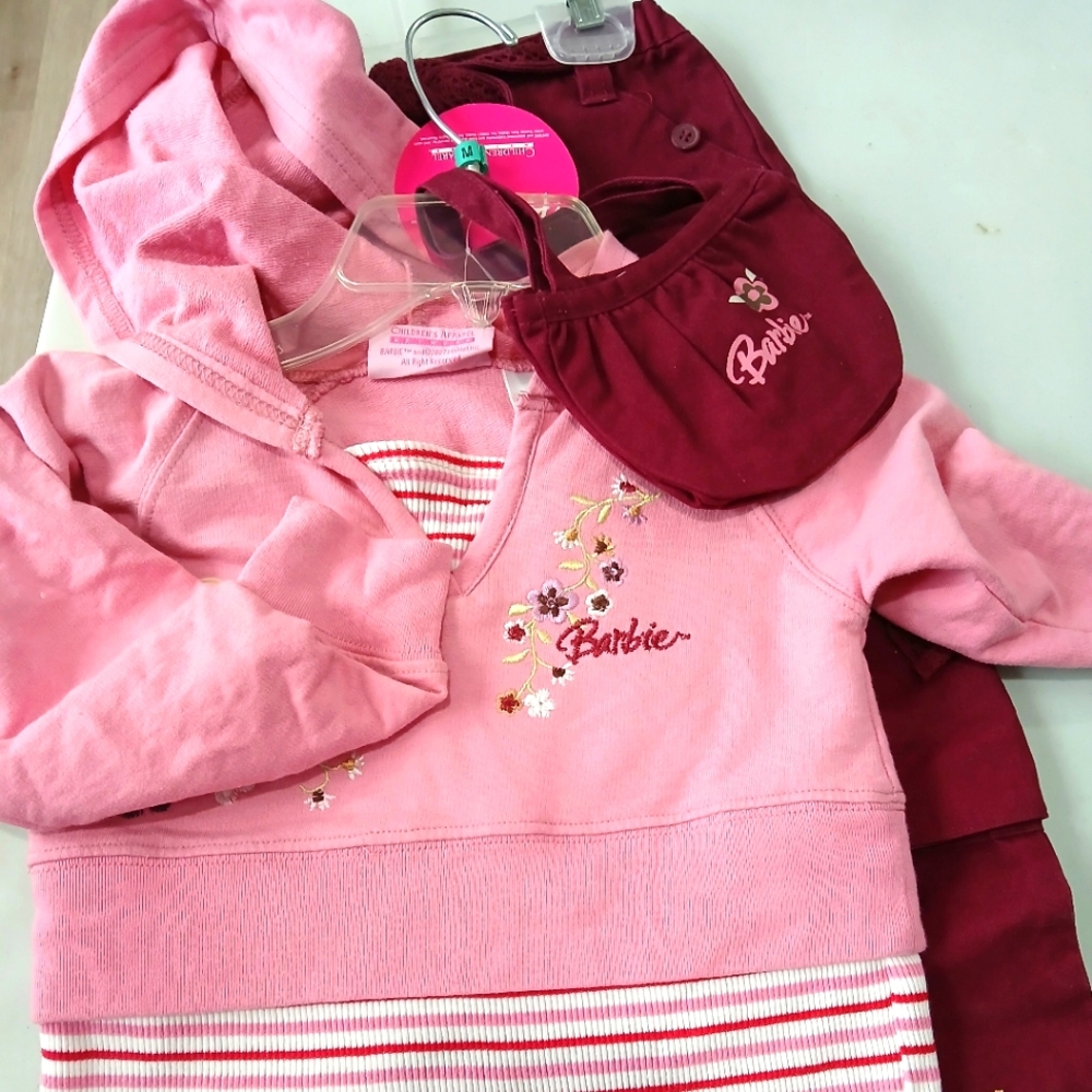 Barbie 3 PC set burgundy and pink